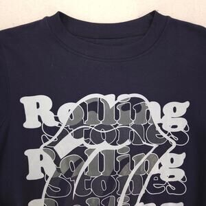 The Rolling Stones Long Sleeve Band Crew Neck T Shirt Mens Size Medium M Navy